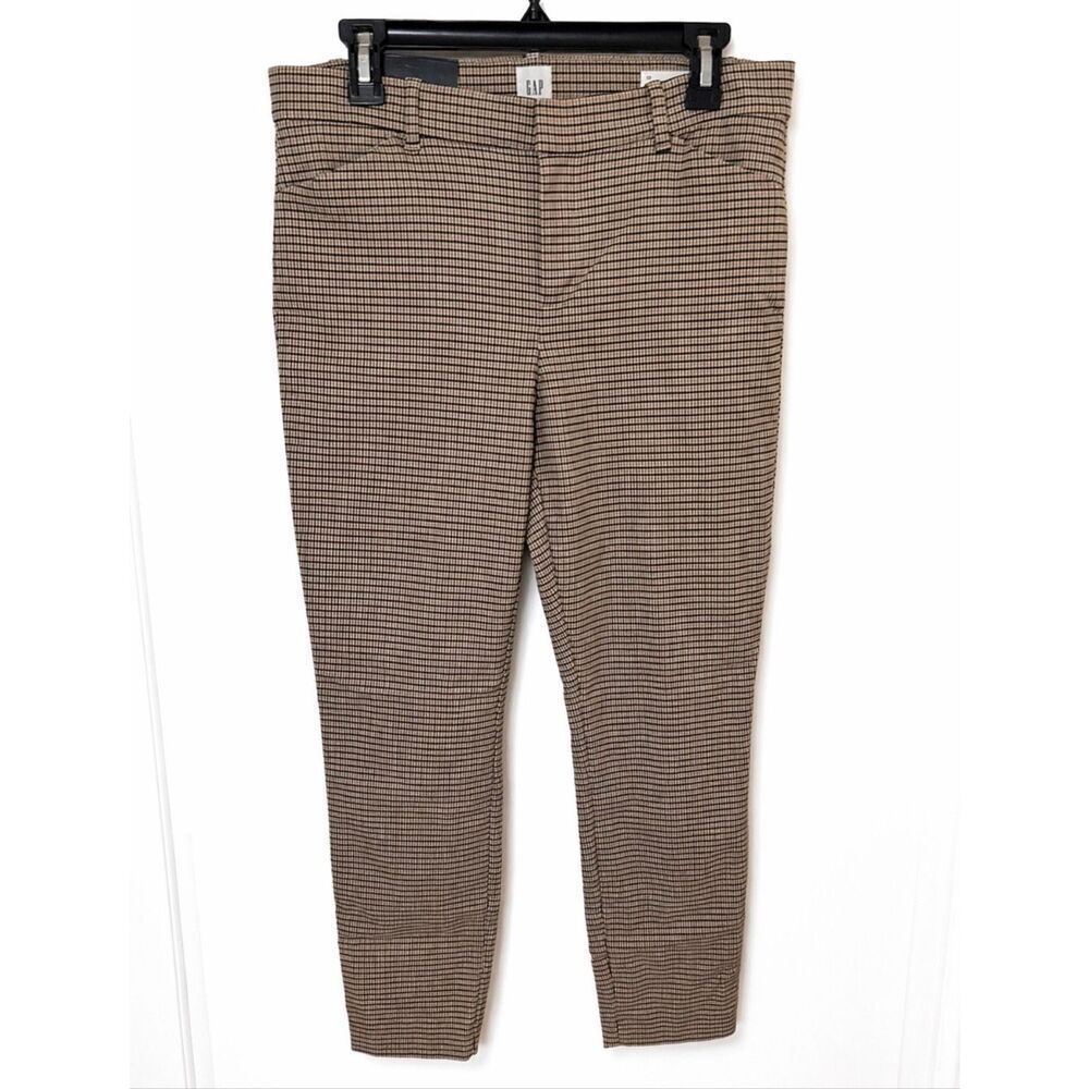 Gap Skinny Ankle Pants Womens Size 10 Brown Check Plaid Stretch Career Work